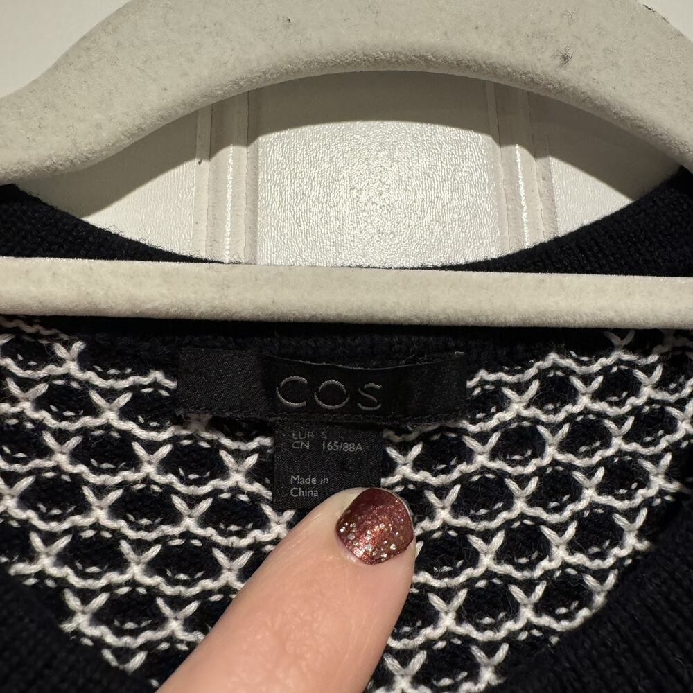 COS Honeycomb Knit Sweater Dress Black White Size Small - Picture 4 of 6